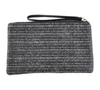 CREATCABIN Pochette Cosmétique Tressée en Paille Style Bohème Idéale pour la Plage Le Camping et Les Voyages. Sac à Main Portable en Paille 13x22cm Noir.