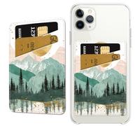 CREATCABIN Porte-cartes de téléphone en cuir pour téléphone portable - Autocollant fin à double poche pour l'arrière de l'étui de téléphone - Compatible avec la plupart des téléphones 9,4 x 6,3 cm