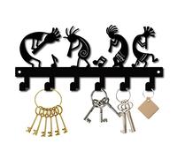 CREATCABIN Porte-Clés Mural Kokopelli Flûte Musique Noir rochets Support Mural Fer Suspendu Organisateur Rock 6 Crochets pour Maison Pendaison Crémaillère Cadeau Entrée 10.6 x 4.7 Pouces