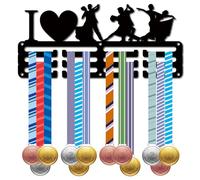 CREATCABIN Porte-MédailDanse,Présentoir MédailSport Métal Suspendre,Petit Support Fer pour Homme et Femme,Décoration Murale pour Maison Salle Bal Danse,la Valse,Médaillé,Noir 29x13cm I Love Dance