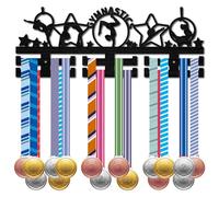 CREATCABIN Porte-MédailGymnastique Bois,Présentoir MédailSport,Support Mural Monté sur 30 médaille,Support Ruban pour Compétition Danse Football,Athlètes Médaillés,Noir 15.7x5.9 Pouces