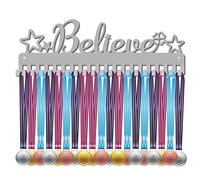 CREATCABIN Porte-Médaille Believe Start Trèfle à Quatre Feuilles Récompenses Présentoir Mural Support Cintre Décor Acier Inoxydable Suspendre pour Maison Badge Médaillé 60 Médailles Jeux Sport