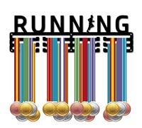 CREATCABIN Porte-Médaille D'Athlète Course Pied MédaillesMétal Cintre Présentoir Cadre D'Affichage Support Mural Décor pour Les Coureurs Maison barreau Médaillé Gymnastique Marathon Plus 60 médailles