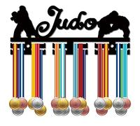 CREATCABIN Porte-Médaille de Judo Porte-Médaille de Sport Porte-Médaille Support Mural en Acrylique Monté Sur 40 médailles pour Athlètes Coureurs Médaillé de Champions de Football Noir 11.4x4.7 pouces