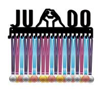 CREATCABIN Porte-Médaille de Judo Présentoir de Cintre de Sport Support Mural en Métal avec 20 Crochets Accrocher 60 Médailles Coureurs Accueil Badge Courir Marathon Noir 15.7 x 5.6 Pouces