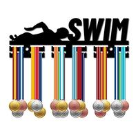 CREATCABIN Porte-Médaille de Natation Porte-Médaille de Sport pour Nageur Porte-Médaille Support Mural en Acrylique Monté sur 40 médailles pour Athlètes Coureurs Champions Médaillé 11.4x3.8 Pouces
