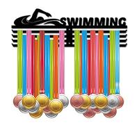 CREATCABIN Porte-Médaille de Natation Présentoir de Médailles de Sport Plus de 60 médailles Récompense Porte-Fer Cadre de Support Mural à Suspendre pour Médaillé Coureur Football Gymnastique Marathon