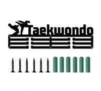 CREATCABIN Porte-Médaille de Taekwondo Mots de Sport Récompenses Présentoir Mural Support de Suspension Badge de Champions Médaillé à 3 échelon Course à Pied Gymnastique Plus de 60 médailles, Noir