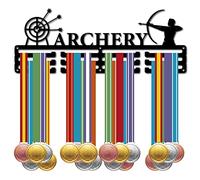 CREATCABIN Porte-Médaille de Tir à L'Arc Présentoir Porte-Médaille de Sport Plus 60 médailles Récompense Support Cadre Mural Suspendre pour Médaillé Coureur Gymnastique Marathon Athlète Cadeau 40x15cm