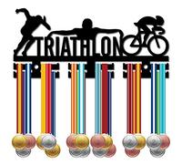 CREATCABIN Porte-Médaille de Triathlon Porte-Médaille de Sport Porte-Médaille Support Mural en Acrylique Monté sur 40 médailles pour Natation, Vélo, Course à Pied Athlètes Champions 11.4x5.1 Pouces