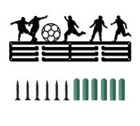 CREATCABIN Porte-Médaille Football Sport Joueur Football Médailles Présentoir Support Mural Décor Noir Porte-Médaille Robuste Jeux Badge Stockage 3 rangées Suspendues sur 60 médailles