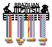 CREATCABIN Porte-Médaille Jiu Jitsu Brésilien,Présentoir à Médailles à Suspendre,Décoration Murale pour la Maison,Cadeau pour Hommes,Femmes,Athlètes,Joueurs,Gagnants de la Compétition,Noir 40x15cm