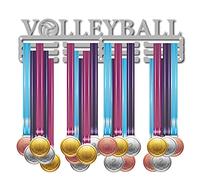 CREATCABIN Porte-Médaille Sport Volleyball Mots Prix Présentoir Support Mural Support de Suspension Décor pour Champions Home Badge 3 échelon Médaillé Courir Plus de 60 Médailles 15.7x4.2 Pouces