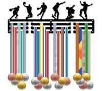 CREATCABIN Porte Médailles Basket Ball Porte Médailles Patinage Skateboard Sports Courses Rubans Organisation Cadre Métal Noir pour Suspension Murale 60+ médailles Médaillés Joueurs Athlètes 40x15cm