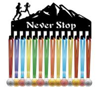 CREATCABIN Porte-Médailles Course à Pied,Présentoir à Suspendre pour Récompenses D'Athlète,Petit Support Mural en Fer avec 14 Crochet,Montagne pour Ruban Compétition,Cordon,Médailles 29x13cm