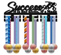 CREATCABIN Porte Médailles Course Pied Support Médailles Sport Décoration Murale Organisateur Badges Cintre 2 rangée Crochets pour 30 médailles Ou Plus Rubans Affichage Suspendu Rangement 40x15cm