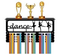 CREATCABIN Porte-Médailles Danse,Étagère Trophées,Présentoir Médailles avec Support D'Étagère,Support Mural pour Sports,4 rangée,pour Gymnastique,Course Pied,Natation,Support Récompenses 40x20x10cm