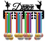 CREATCABIN Porte-Médailles Danse,Porte-Médailles,Présentoir Médailles Sport Métal Suspendre,Petit Support Fer pour Femme,Badge Mural pour la Maison,Médaillé Course Pied,Noir 29x13cm,Né pour Danser