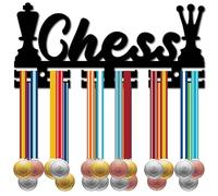 CREATCABIN Porte Médailles D'Échecs Présentoir Médailles Support Compétition Sportive Support Mural Médailles Organisateur pour Suspendre Plus 40 médaille Rubans Joueur D'Échecs Badge Maison 29x13cm
