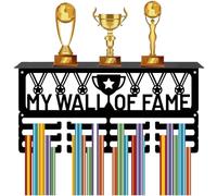 CREATCABIN Porte Médailles Étagère Présentoir Médailles Support Trophées Support Mural Métal Sports Peut Contenir 70 médailles Ou Plus pour Course Support Médailles Ruban 40x20x10cm Mon Mur Renommée