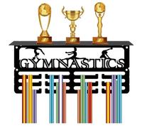 CREATCABIN Porte-Médailles Gymnastique,Étagère Trophées,Présentoir Médailles avec Support D'Étagère,Petit Support Mural Sport 4 rangée pour Contenir pour Femmes Hommes,Course Pied,29x13x10cm(Noir)