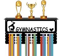 CREATCABIN Porte-Médailles Gymnastique,Étagère Trophées,Présentoir Médailles avec Support D'Étagère,Support Mural pour Sports,4 rangée,Peut Contenir pour Femmes,Gymnastique,Course Pied,40x20x10cm