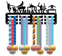 CREATCABIN Porte-Médailles Gymnastique,Présentoir Médailles,Support Sport Métal Suspendre,Petit Support Fer,Décoration pour Hommes,Badge Mural pour la Maison,Course,Médaillé Gymnastique,Noir 29x13 cm
