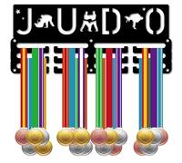 CREATCABIN Porte-Médailles Judo,Présentoir Médailles Judo,Support Sport Métal Suspendre Fer,Petit Support Décoration pour Hommes Femmes,Badge Mural pour Maison,Cadeau Médaillé Course,Noir 29x12.5cm