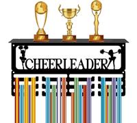CREATCABIN Porte Médailles Pom Pom Girl Porte Médailles Pom Pom Girl Étagère D'Affichage Trophée Support Médailles Sport avec Étagère pour Support Mural Rubans Récompenses Cours D'Exécution 40x20x10cm