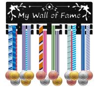 CREATCABIN Porte-Médailles Présentoir Médailles Support Mural Étagère Bois Médailles Sport Noir Décoration Murale Organisateur Médailles pour Football,Course Pied,Gymnastique 40x15cm My Wall of Fame