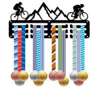 CREATCABIN Porte-MédailVélo Montagne,Présentoir MédailMétal Suspendre,Petit Support Fer pour Mur,Maison,Course,Course Pied,Natation,Football,Médaillé Football,Noir 29 x 13 cm