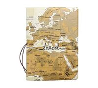 CREATCABIN Porte-Passeport Goldenrod World Map Travel Passport Case Cover Wallet with Card Case Pouch Fermeture à BanÉlastique Cartes Crédit Professionnelles Cartes D'Embarquement Femmes et Hommes