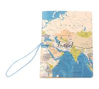CREATCABIN Porte-Passeport Mocassin Carte du MonVoyage Étui à Passeport Portefeuille avec Étui à Cartes Fermeture à BanÉlastique Cartes Crédit Professionnelles Cartes D'Embarquement Femmes et Hommes