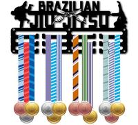 CREATCABIN Présentoir à Médailles Jujitsu Brésilien Porte Médailles Support Mural pour Récompenses Sportives Décoration Intérieure pour Athlètes Joueurs Vainqueurs Courses Organisateur Noir 29x13cm