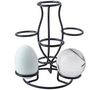 CREATCABIN Présentoir à Œufs en Cristal Noir en Fer Support Multi Sphères pour Sphères de Cristal Globes Pierres Décoration pour la Maison Le Bureau Ou la Cuisine 13.5x13.5x14.2cm