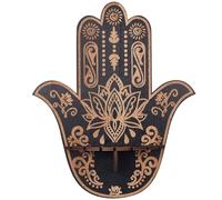 CREATCABIN Présentoir Cristal Hamsa Main Hamsa Décoration Murale Bois Support Cristal Étagères Lotus Étagère Flottante Murale Support pour Sorcière Fournitures D'Autel Cadeau Spirituel Noir 25x30cm