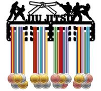 CREATCABIN Présentoir de Médailles Jiu Jitsu Brésilien BJJ Porte-Médailles Cadre de Sport en Fer Petit Support Mural en Métal Organisateur pour Accrocher 40+ médailles Athlète Médaillé 29x13cm