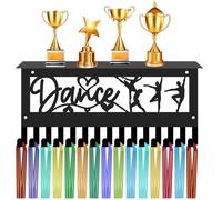 CREATCABIN Présentoir Médailles Danse avec Étagère,Support Médaille,Support Sport,Cadre en Fer,Support Mural pour Médailles,Organisateur pour Suspendre Plus 70 médaille,Badges Danse Ballet,30x13cm