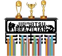 CREATCABIN Présentoir Médailles Étagère Trophées Porte Médailles avec Support D'Étagère Jiu Jitsu Sports Brésiliens Cadre Mural Métal Pouvant Contenir 70médailles Ou Plus pour BJJ UFC Ruban 40x20x10cm