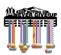 CREATCABIN Présentoir Médailles Support Médaille Montagne Support Mural Suspendre Métal Sport Cadre Décor Cintres Médailles Crochets pour Badge Runner 40x15cm-Continuez Avancer,N'Abandonnez Jamais