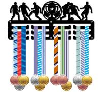 CREATCABIN Présentoir Mural pour Trophées de Football Étagères Métalliques Présentoir pour Médailles avec Vis pour Suspendre et Afficher Les Médailles Coffret Cadeau de Sécurité 29x13cm Noir