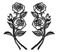 CREATCABIN Rose en Métal Noir-Décoration Murale à Suspendre en Fer-Sculpture Deux Roses-Décoration Murale Bohème pour Intérieur Ou Extérieur,Chambre à Coucher,Bureau,Cuisine-30x15cm