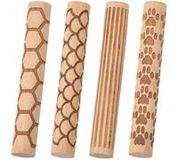 CREATCABIN Rouleau à Pâtisserie Texturé en Bois pour Argile Poterie Ligne Droite Patte Hexagone pour Modelage Céramique Peinture Artisanat Bricolage 10x1.5cm
