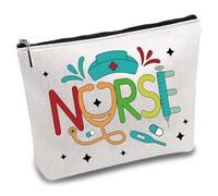 CREATCABIN Sac D'Infirmière Cosmétique Multi-Usages Trousse Maquillage Toile Stylo Trousse Toilette Voyage Drôle Fermeture Éclair Fournitures Scolaires pour Soins Infirmiers Praticien Cadeau 25x18cm