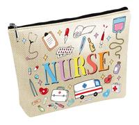 CREATCABIN Sacs en Toile pour Infirmières Pochette Rangement Grande Capacité Trousse Maquillage Trousse Fermeture Éclair pour Vacances Voyage Articles Toilette Fournitures Quotidiennes Coloré 25x18cm