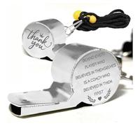 CREATCABIN Sifflets D'Entraîneur avec Cordon Acier Inoxydable Sifflet Remerciement Son Fort Clair Équipement D'Arbitre pour Professeur D'Éducation Physique Sportive pour Entraînement 4.5x1.8x2.2cm