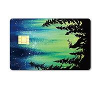 CREATCABIN Starry Card Skin Sticker Tree Debit Credit Card Skins Covering Aurora Elk Personnaliser Bank Card Protecting Wrap Amovible Imperméable Slim Scratch Proof No Bubble For Bank Card 7.3x5.4Inch