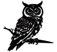 CREATCABIN Statue Jardin Métal Représentant Un Hibou Un Oiseau Un Piquet d'arbre Un Hibou Décoratif Noir Une Silhouette Noire Un Animal Sauvage Un Ornement Mural pour Clôture Extérieure Ferme 30x30cm