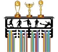 CREATCABIN Support Médaille Football Étagère D'Affichage Trophées Support Médaille D'Étagère Support Mural Sport Pouvant Contenir 60 médailles Ou Plus Support D'Organisation pour Hommes 29x13x10cm