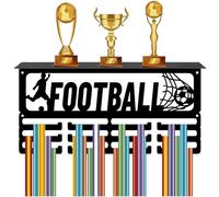 CREATCABIN Support Médaille Football Métal pour Trophées Présentoir pour Médailles Support Mural pour Trophées Support pour Étagère Trophées Support Organisateur pour Vélo Natation 40x20x10cm